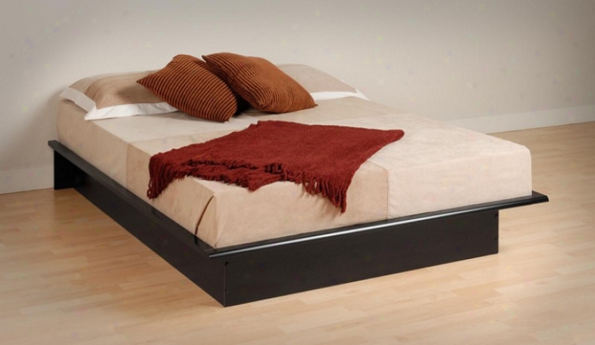 Queen Size Platform Bed Contemporary Style In Black Finish