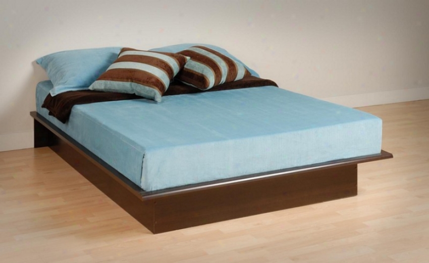 Queen Size Platform Bed Contemporary Style In Espresso Fihish