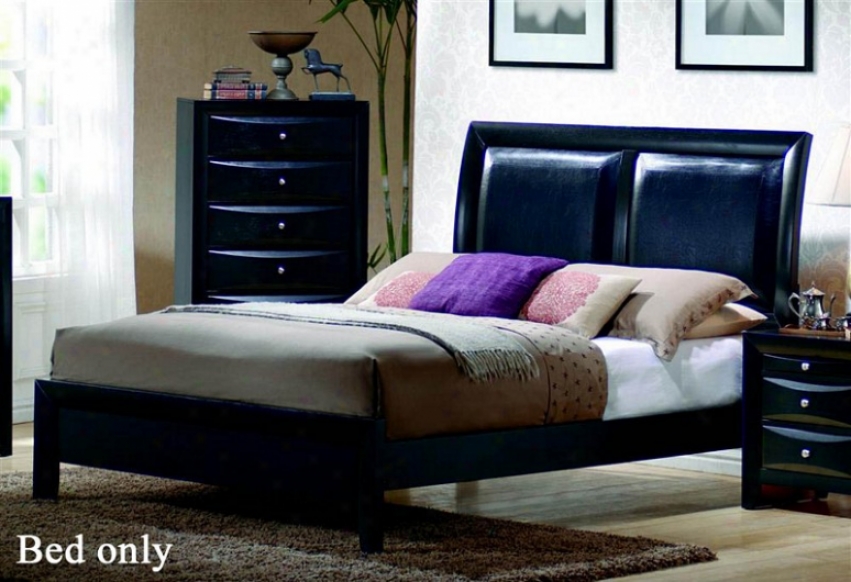 Queen Size Platform Bed In Glossy Black Finish