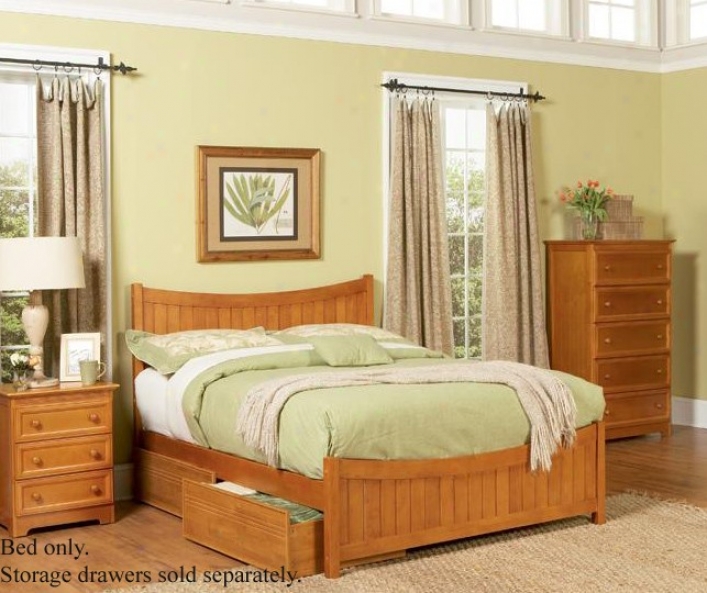 Queen Size Platform Bed With Footboard Caramel Latte Finish