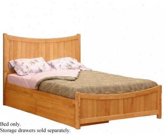 Queen Size Platform Bed With Footboard Natural Maple Finish
