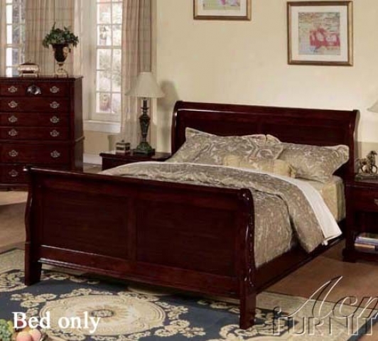 Queen Size Sleigh Bed In Dark Cherry Perfect