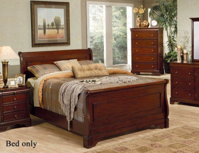 Queen Size Sleifh Bed Louis Philippe Style In Mahogany Finish