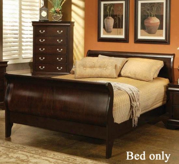 Queen Size Slsigh Bed Louis Philippe Style In Cappuccino Finish
