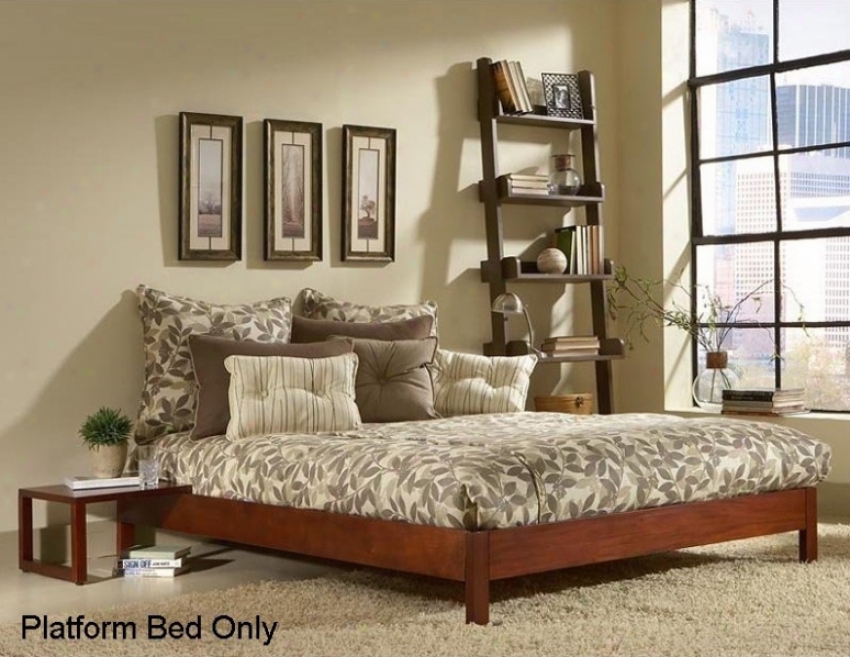 Queen Wood Platform Bed - Murray Platform Contemporary Design In Mahogany Finish