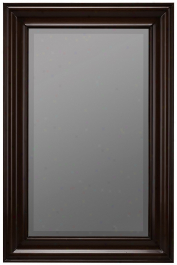 Rectangular Beveled Mirror Contemporary Style In Cherry Finish