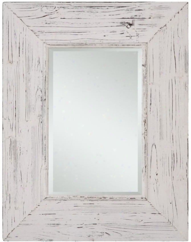 Rectangular Beveled Wall Mirror In Distressed White Accomplish