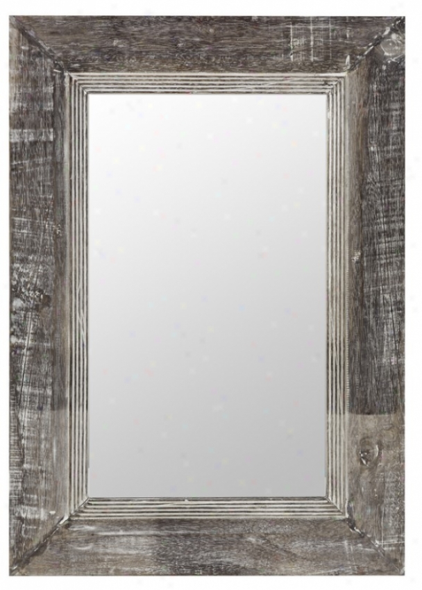 Rectangular Fruitwood Wall Mirror In Rustic Wood Finish