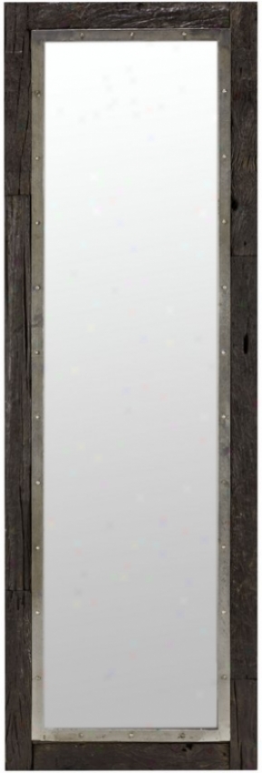 Rectangular Wall Mirror In Rustic Wood Finish