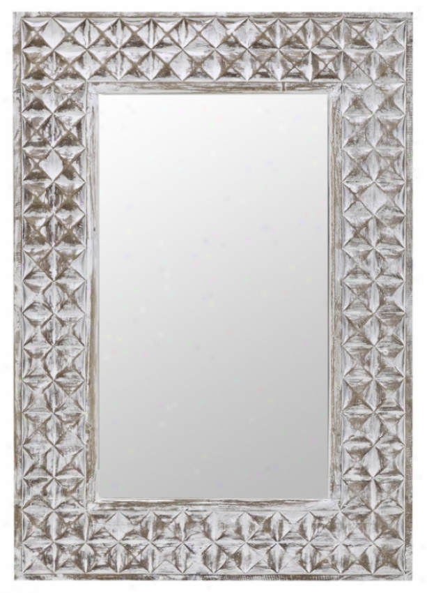 Rectangular Wall Mirror In White Wash Finish