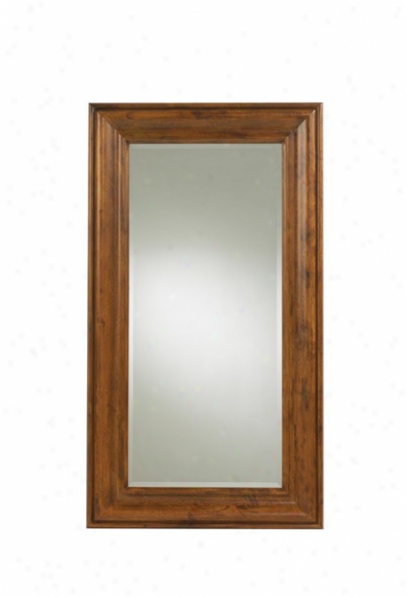 Rectangular Wall Mirror Traditional Style In Pecan Finish