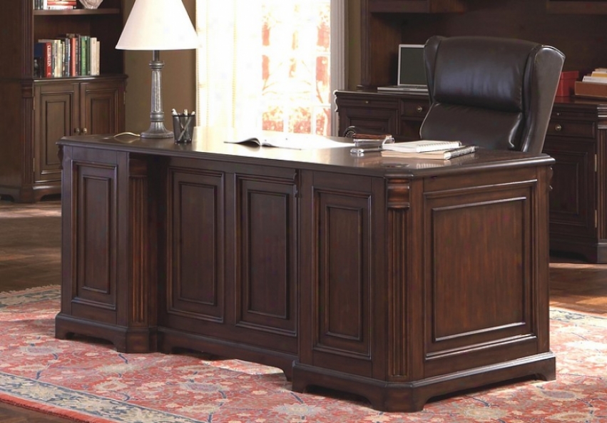 Rich Dark Finish Home Office Writing Desk With Stofage Drawers