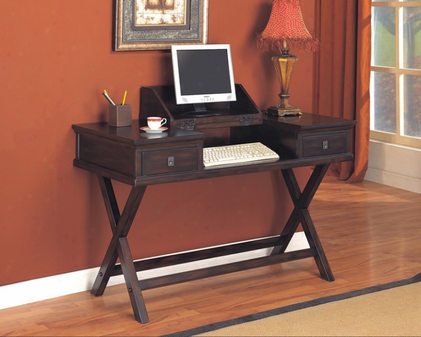 Rich Tobacco Finish Drop Down Home Office Computer Desk