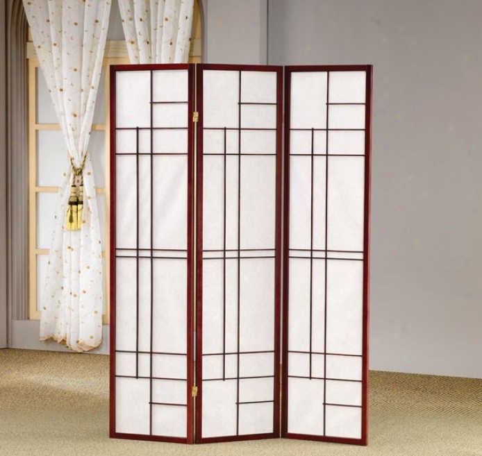 Room Divider Panel Folding Screen In Cherry Finish