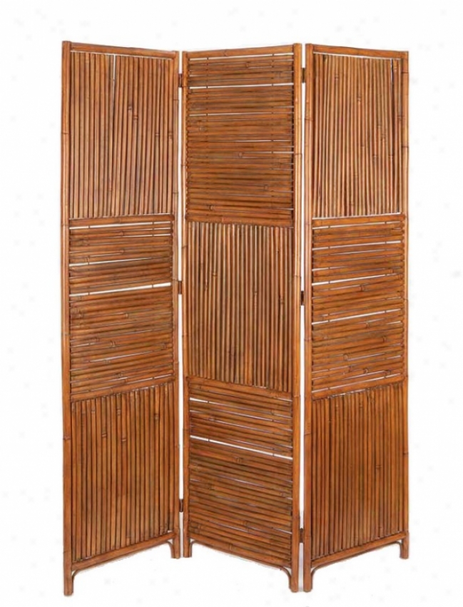 Room Divider Panel Sdreen Bamboo Design In Light Stain