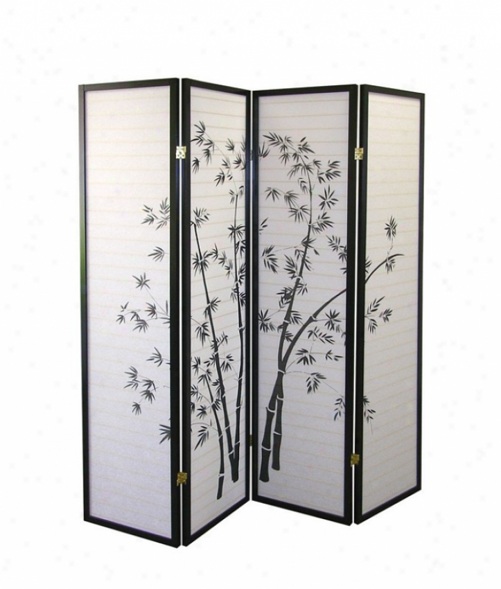 Room Divider Panel Screen With Banboo Silhouettes Design