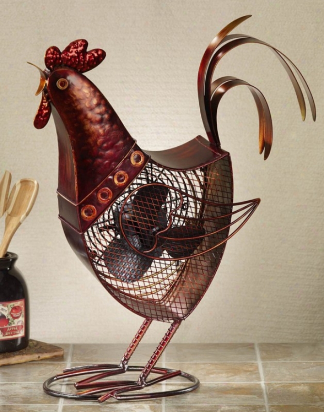 Rooster Metal Decorative Figurine Electric Table Fan