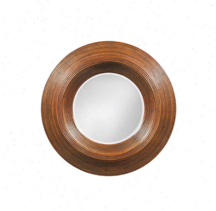 Round Bamboo Wall Mirror In Natural Bamboo Finish