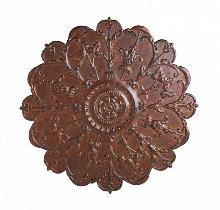 Round Scalloped Wall Panel Embossed Pattern In Dark Rustic