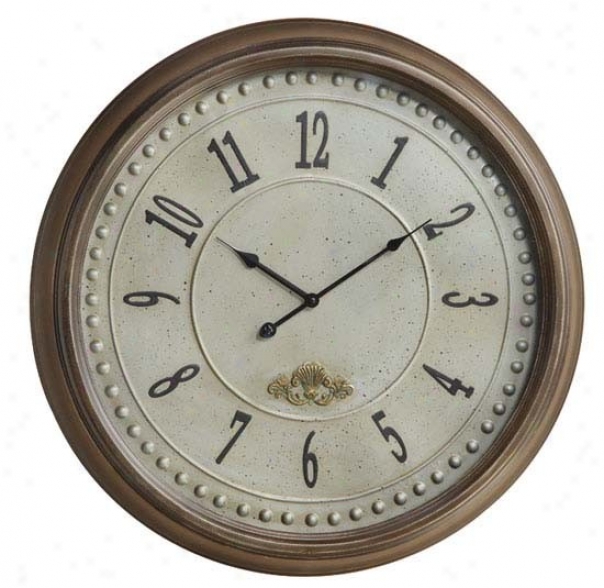 Round Wall Clock Contemporary Style In Bronze Finish