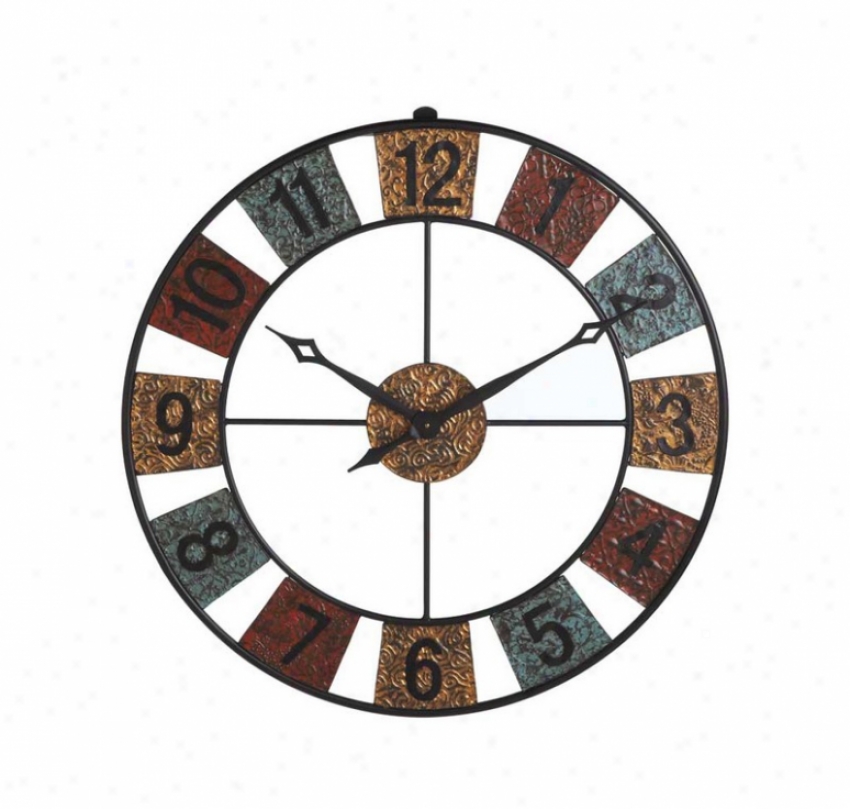 Round Wall Clock Embossed Numerals Design In Multi Color