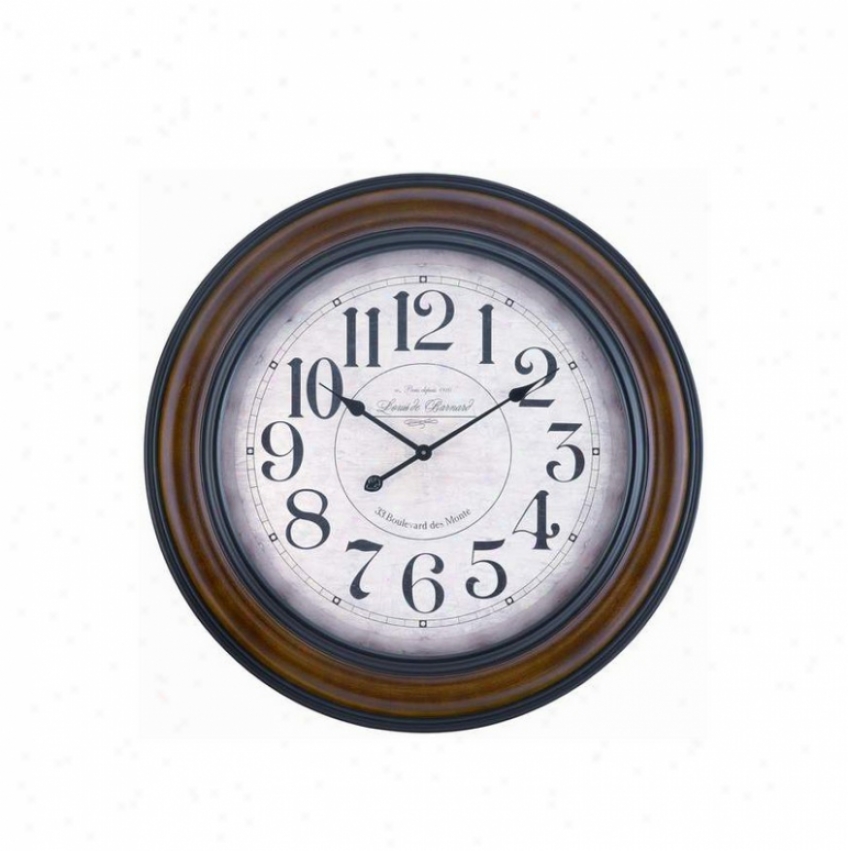 Round Wall Clock In Chestnut Finish With Black Borders