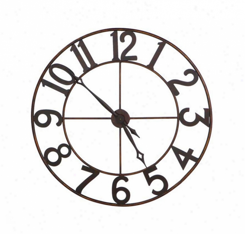 Round Wall Clock Opeh Arabic Numerals In Antique Gold Finksh