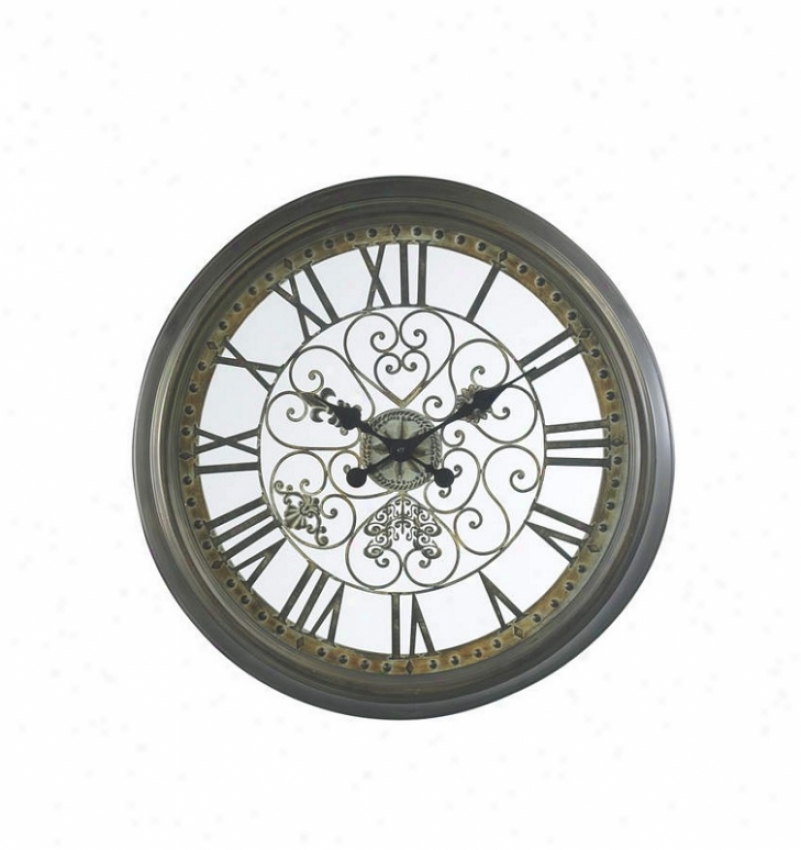 Round Wall Clock Traditional Style In Aged Verdigris Finish