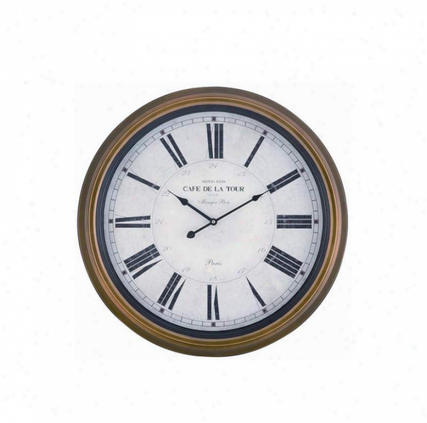 Round Wall Clock Traditional Style In Toffee Finish