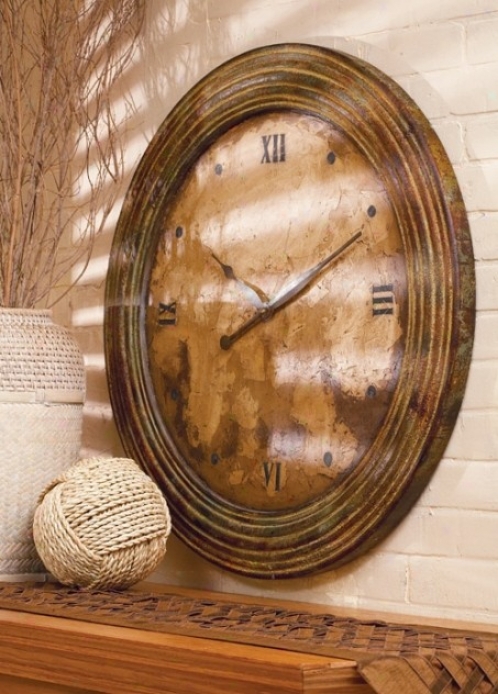 Circle Wall Clock With Roman Numerals In Tuscan Rust Finish