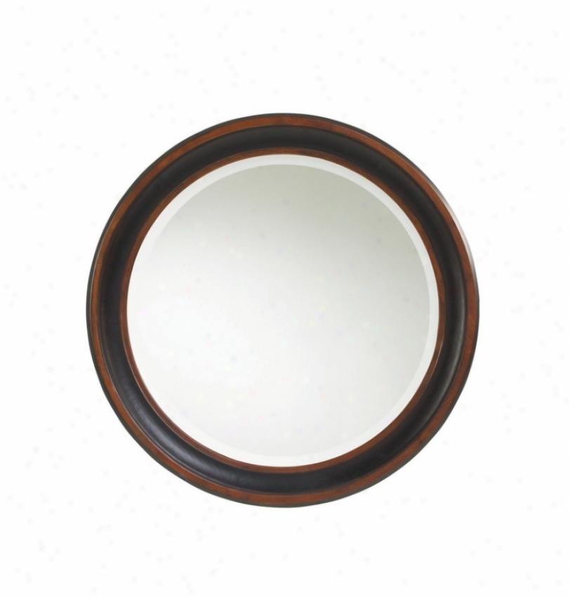 Round Wall Mirror In Two Tone Black Rubbed Finish