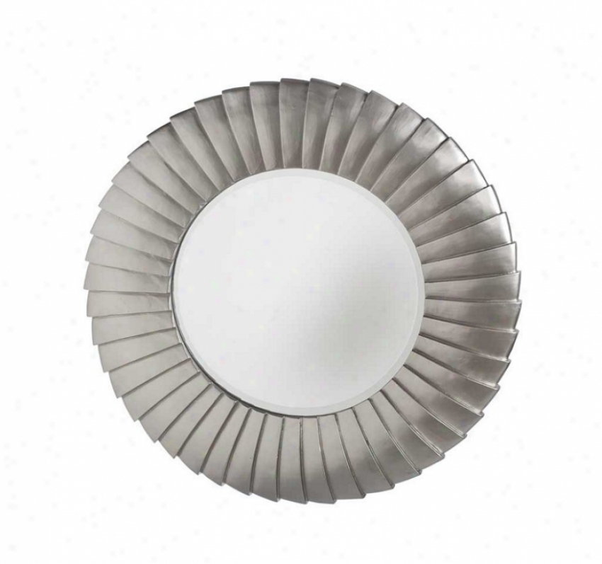 Round Wall Mirror Pleated Frame In Champagne Finish