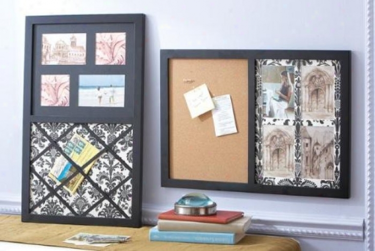 Set Of 2 Photo Collage And Cork Board In Black And Ivoy Finish