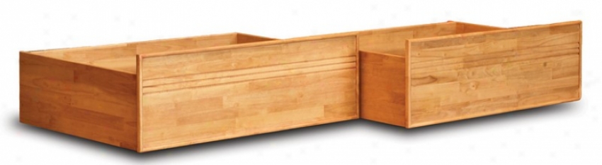 Set Of 2 Queen/king Size Flat Panel Under Bed Storage Drawer - Regular Maple Finish