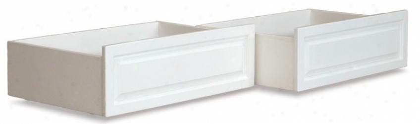 Set Of 2 Queen/king Size Raised Panel Under Bed Storage Drawer - White Finish