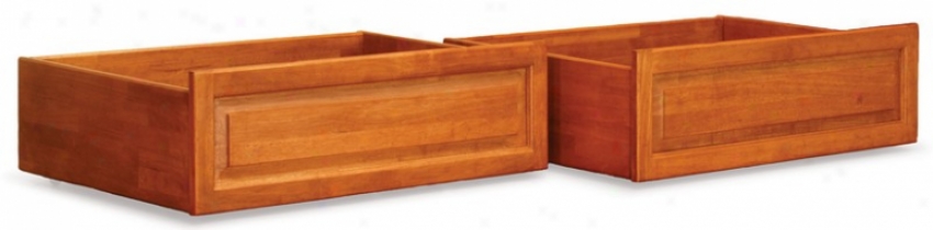 Set Of 2 Queen/king Sizing Raised Panel Undeer Bed Storage Drawer - Caramel Latte Finish