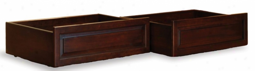 Set Of 2 Queen/king Size Raised Panel Below Bed Storage Drawer - Antique Walnut Finish