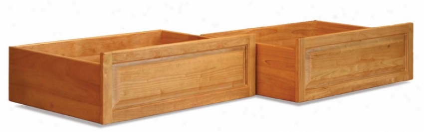 Set Of 2 Queen/king Size Raised Panel Under Bed Storage Drawer - Natural Maple Finish