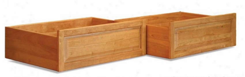 Stake Of 2 Twin/full Size Raised Panel Under Bed Storage Drawers - Natural Maple Finish