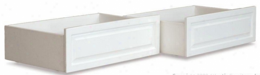 Set Of 2 Twin/full Size Raised Panel Under Bed Storage Drawers - White Finish
