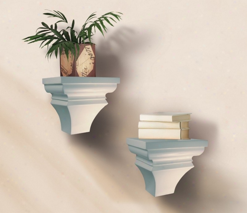 Set Of 2 Wall Mounted Sconce Shelves In Whit Finish