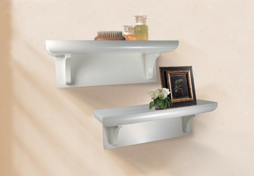 Set Of 2 Wall Mounted Shelvws Casual Style In White Finish