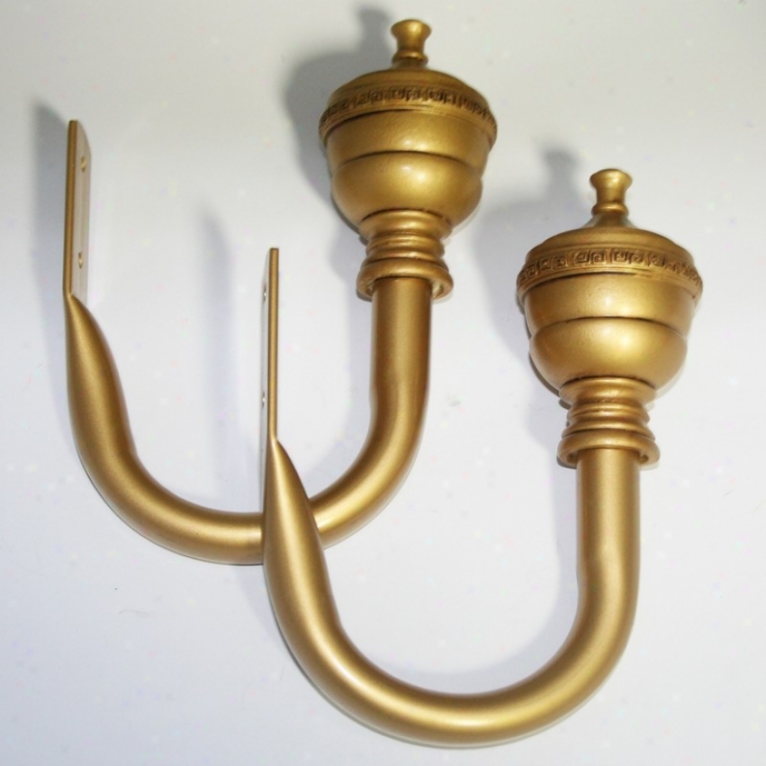 Set Of 2 Window Handling Holdbacks - Royal In Antlque Gold Finish