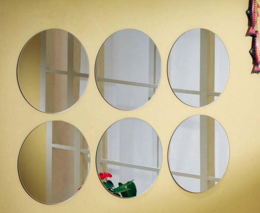Set Of 6 Wall Mirrors With Oval Shaped