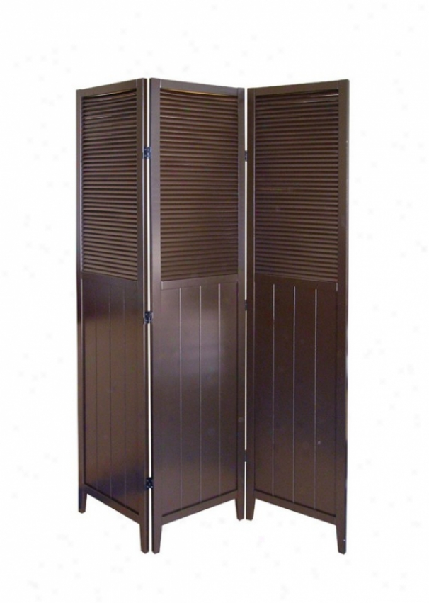 Shutter Room Divider Screen In Espresso Finish