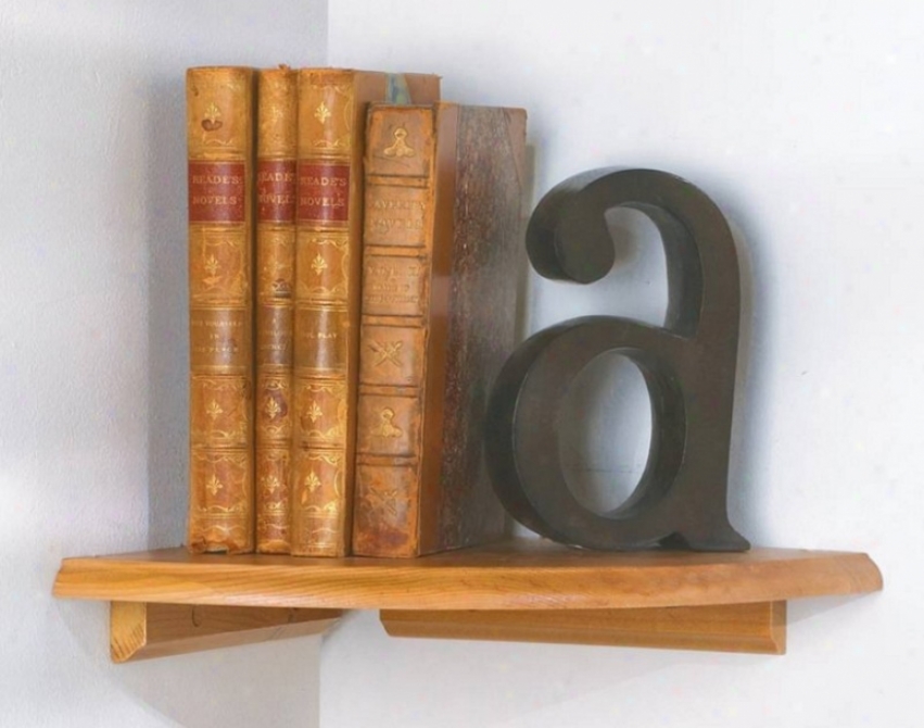 Small Wall Mohnted Corner Shelf With Brackets In Honey Oak Finisy