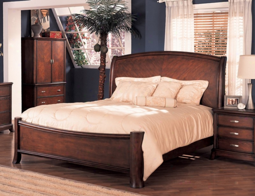 Soho Bedroom Collection Cherry Finish Queen Size Sleigh Bed
