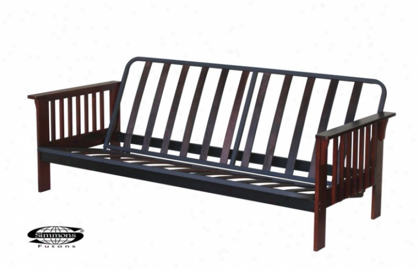 Solid Fiton Bed Frame Mission Arm Design In Rich Mahogany