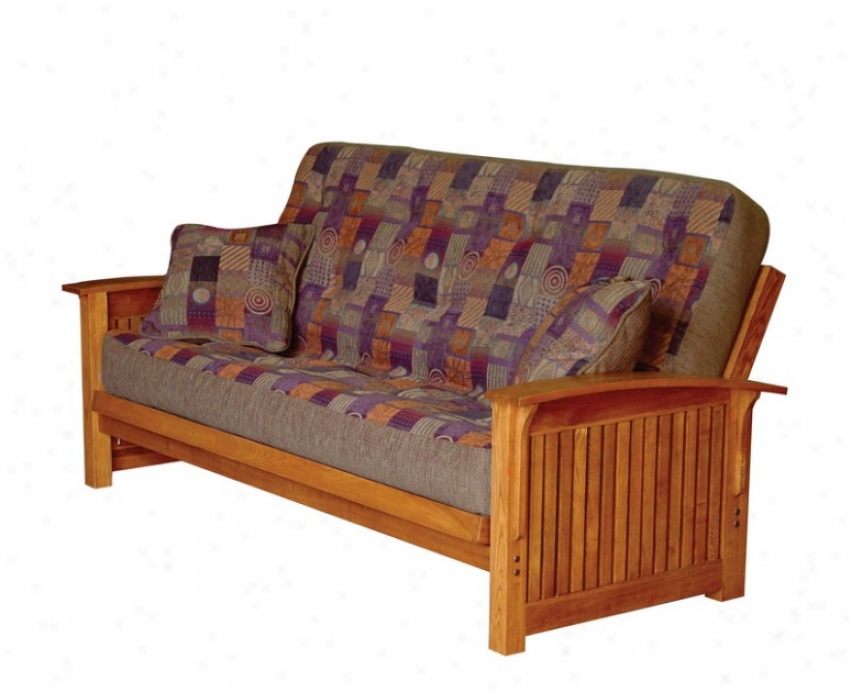 Solid Futon Bed Frame Mission Style With Mattress In Tobacco Finish