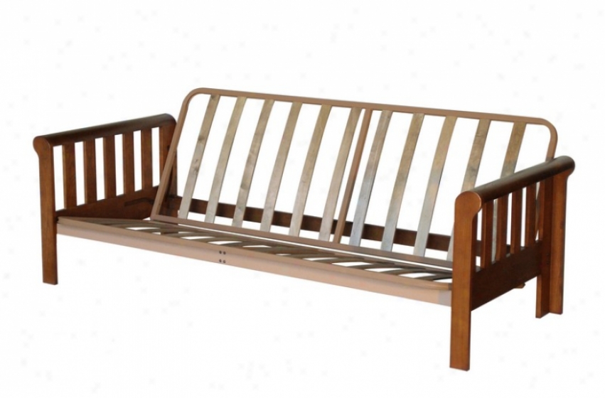 Solid Futon Receptacle Frame Sleig hArm Design In Rich Heirloom